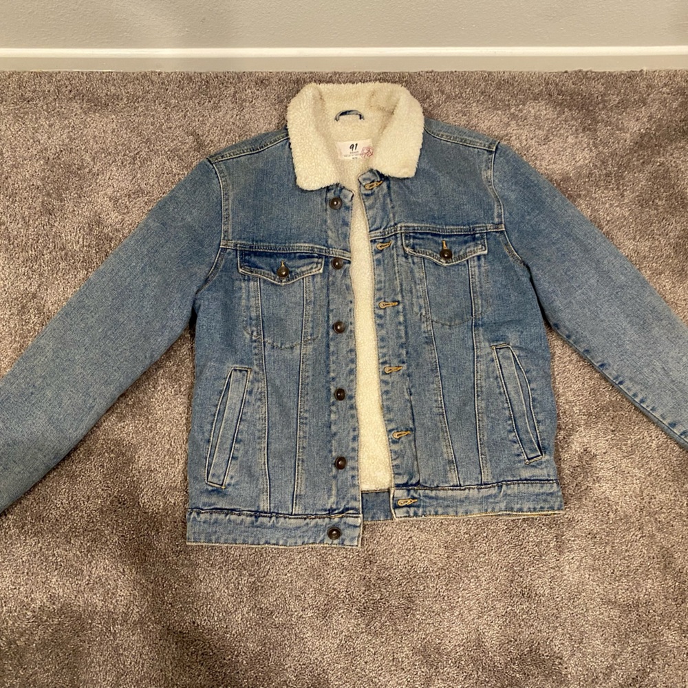 Cotton On 91 Fleece Lined Denim Blue Jean Trucker Jacket Women’s M